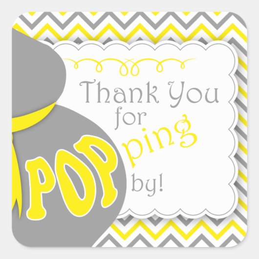 灰色のベリーバンプベビーシャワーの好意ステッカー スクエアシール (正面)