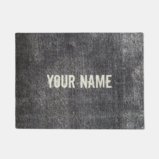 灰色のベロアの無煙炭のカーペットヴィンテージ敷物 ドアマット (正面)