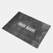 灰色のベロアの無煙炭のカーペットヴィンテージ敷物 ドアマット (アングル)