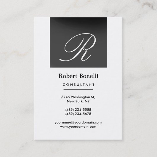 灰色のホワイトモノグラムコンサルタントの名刺 名刺 (正面)