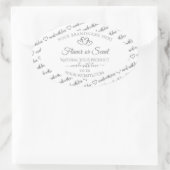 灰色のホワイトワードクラウド製品ラベルかわいいハート 楕円形シール (バッグ)