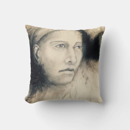灰色のポートレート#2の枕色合い クッション (正面)