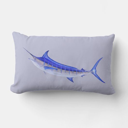灰色のマカジキの魚 ランバークッション (正面)