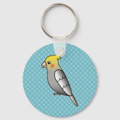 灰色のマンガのオウム キーホルダー (正面)