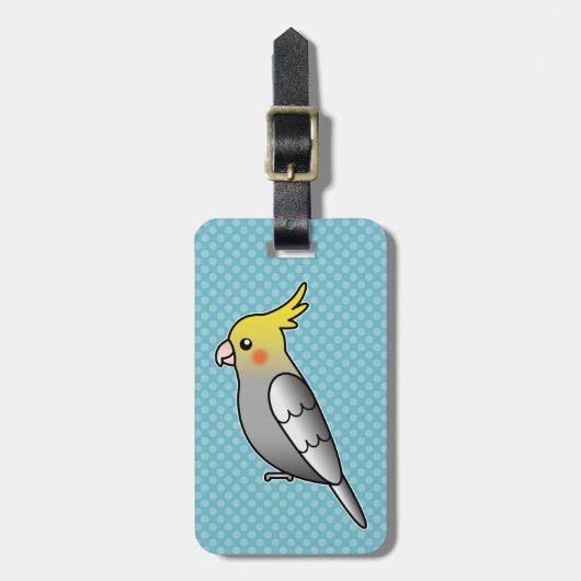 灰色のマンガのオウム ラゲッジタグ (正面縦)