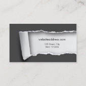 灰色のミニマリストによって引き裂かれる紙 名刺 (裏面)