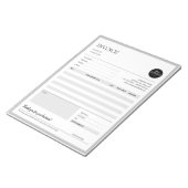 灰色のミニマルなビジネス請求書販売テンプレート ノートパッド (アングル)