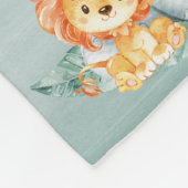 灰色のミント水彩のかわいいサファリジャングル動物 フリースブランケット (角)