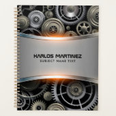 灰色のメタリックな背景ノートブック プランナー手帳 (正面)