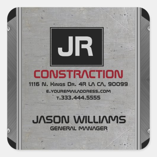 灰色のメタリックグラニーのテクスチャ黒アクセント スクエアシール (正面)