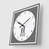 灰色のモダンなモノグラム スクエア壁時計 (傾斜)