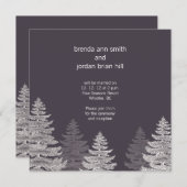 灰色のモダンな冬の結婚式招待状カード 招待状 (正面/裏面)