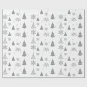 灰色のモダンクリスマスツリーと雪片ギフト ラッピングペーパー (フラット)