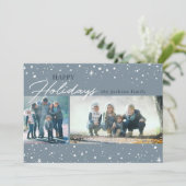 灰色のモダン休日の挨拶に白い星とドット シーズンカード (スタンド正面)