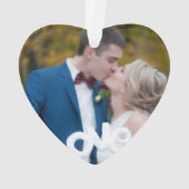 灰色のモダン大理石と私たちの初めてのクリスマス オーナメント (裏面)