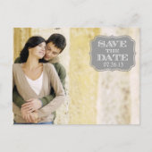 灰色のモダン旋回ラベル日付の写真カードを保存 案内ポストカード (正面)