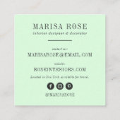 灰色のモダン水色の花バラミント緑 スクエア名刺 (裏面)