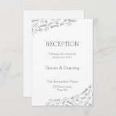 灰色のモダン葉の披露宴カード 招待状 (正面/裏面)