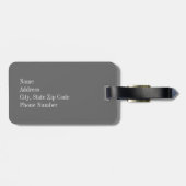 灰色のモノグラムが付いている赤面のピンクのストライプ ラゲッジタグ (裏面横)