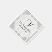 灰色のモノグラムの冬の結婚木 スタンダードカクテルナプキン (角)