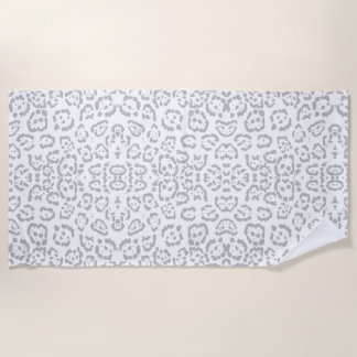 灰色のユキヒョウ猫のアニマルプリント ビーチタオル