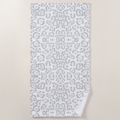 灰色のユキヒョウ猫のアニマルプリント ビーチタオル (正面)