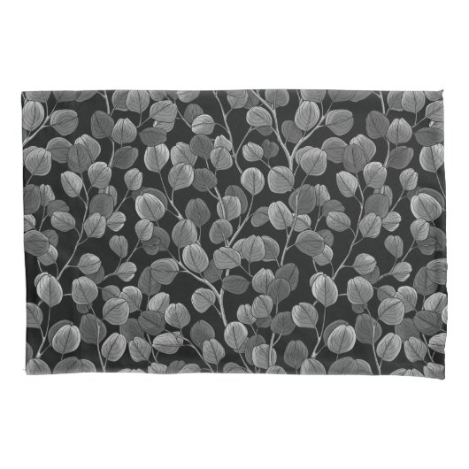 灰色のユーカリ 枕カバー (正面左)