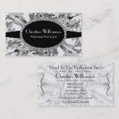 灰色のラインストーン抽象芸術 名刺 (正面/裏面)