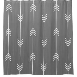 灰色のリネンスタイルの矢パターン シャワーカーテン
