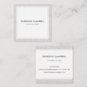 灰色のリネンボーダーエレガントでミニマルなプロフェッショナル スクエア名刺 (正面/裏面)