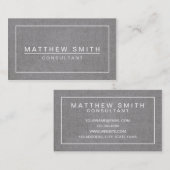 灰色のリネンモダンでシンプルな名刺 名刺 (正面/裏面)