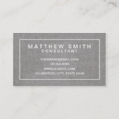 灰色のリネンモダンでシンプルな名刺 名刺 (裏面)
