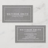 灰色のリネンモダンでシンプルな名刺 名刺 (正面/裏面)