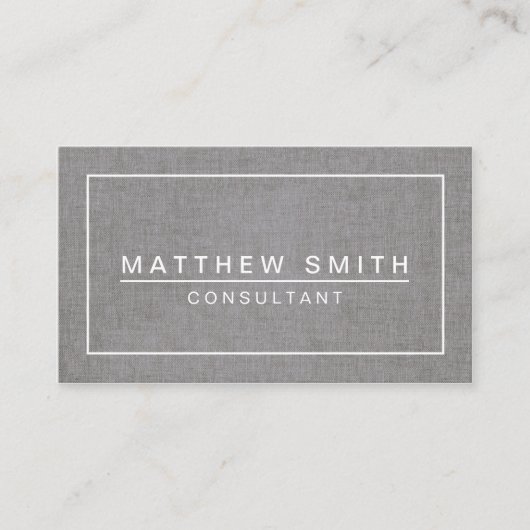 灰色のリネンモダンでシンプルな名刺 名刺 (正面)