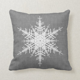 灰色のリネン雪片の休日のクッション クッション
