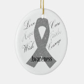 灰色のリボンの脳腫瘍の認識度 セラミックオーナメント (右)