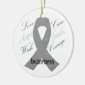 灰色のリボンの脳腫瘍の認識度 セラミックオーナメント (左)