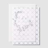 灰色のリーフェイクレストモノグラム日付を保存 ベラム紙招待状 (オフセット (招待状))