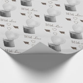 灰色のロマンチックなハートの形をした炎のろうそく ラッピングペーパー (コーナー)