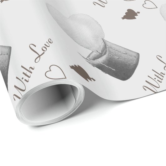 灰色のロマンチックなハートの形をした炎のろうそく ラッピングペーパー (ロールコーナー)