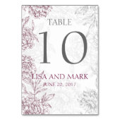 灰色のワインの花のヴィンテージの結婚 テーブルナンバー (裏面)