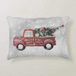 灰色のヴィンテージの背景に赤い《写真》ぼけ味トラック アクセントクッション