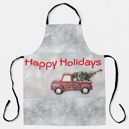 灰色のヴィンテージの背景に赤い《写真》ぼけ味トラック エプロン (正面)