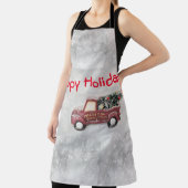 灰色のヴィンテージの背景に赤い《写真》ぼけ味トラック エプロン (インサイチュ)