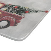 灰色のヴィンテージの背景に赤い《写真》ぼけ味トラック カッティングボード (角)