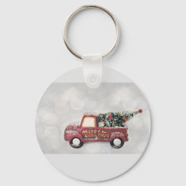 灰色のヴィンテージの背景に赤い《写真》ぼけ味トラック キーホルダー