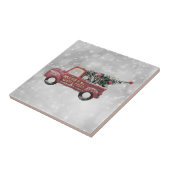 灰色のヴィンテージの背景に赤い《写真》ぼけ味トラック タイル (側面)