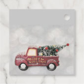 灰色のヴィンテージの背景に赤い《写真》ぼけ味トラック フェイバータグ (裏面)