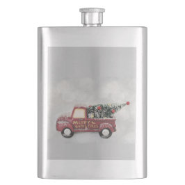 灰色のヴィンテージの背景に赤い《写真》ぼけ味トラック フラスク