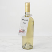 灰色のヴィンテージの背景に赤い《写真》ぼけ味トラック ボトルネックタグ (アングル)